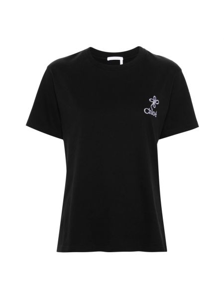T-shirt mit stickerei Chloé schwarz