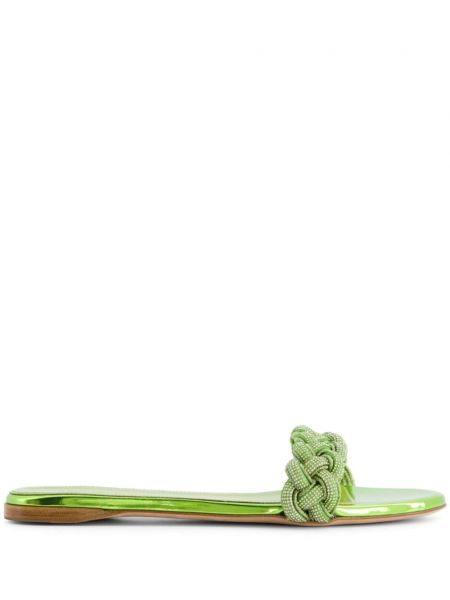Sandały plecione z kryształkami Giambattista Valli zielone