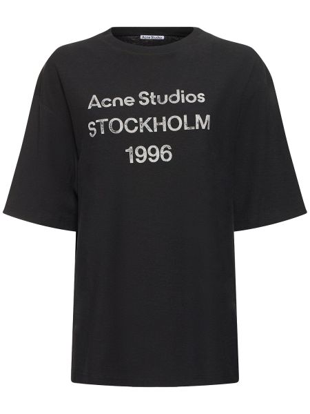 Bomuld t-shirt Acne Studios sort