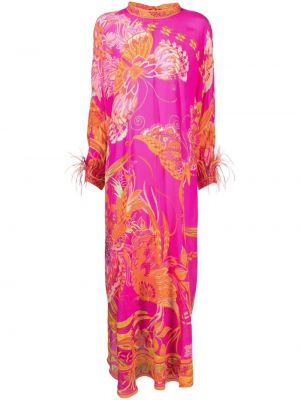 Μεταξωτή κοκτέιλ φόρεμα με μοτίβο καρδιά Camilla ροζ