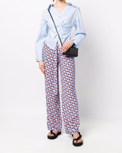 Pantalon à imprimé à motif géométrique Dvf Diane Von Furstenberg bleu