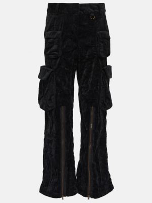 Бархатные брюки карго Acne Studios черные