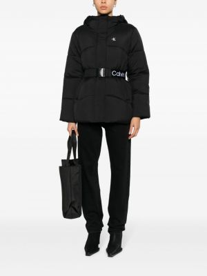 Džinsa jaka ar kapuci Calvin Klein Jeans melns