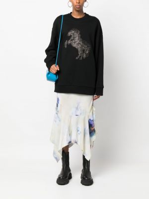 Sweatshirt aus baumwoll mit kristallen Stella Mccartney schwarz