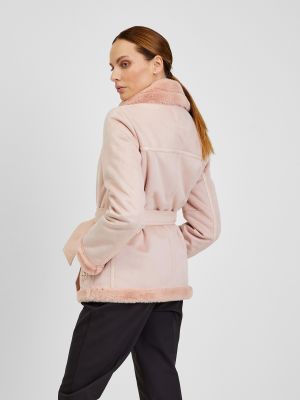 Semišová kožená bunda Orsay růžová