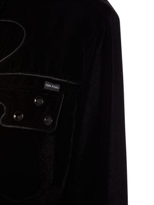 Voľná zamatová priliehavá košeľa Tom Ford čierna