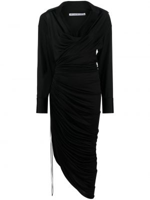 Sukienka koktajlowa z dekoltem w serek asymetryczna Alexander Wang czarna