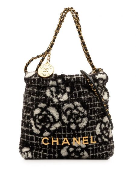 Чанта от туид Chanel Pre-owned черно