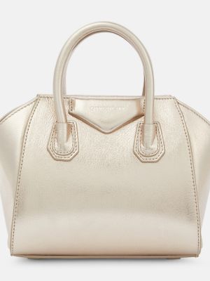 Kožna shopper torbica Givenchy zlatna
