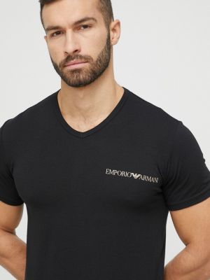 Emporio Armani Underwear póló otthoni viseletre 2 db fekete, nyomott mintás