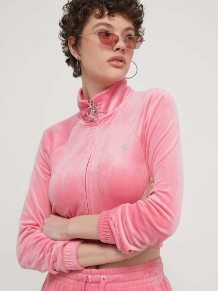 Vesta od velura Juicy Couture ružičasta