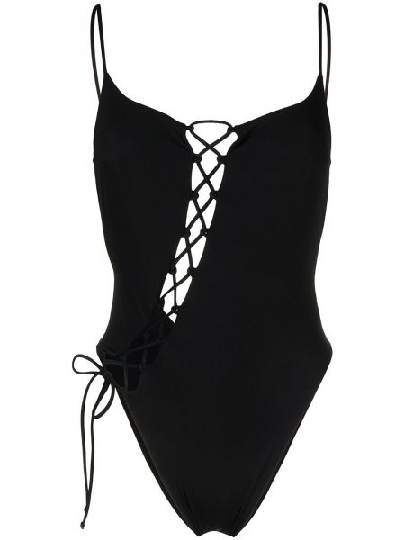 Čipkované šnurovacie plavky Sian Swimwear čierna