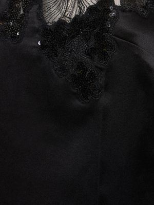 Копринена пижама бродирана Fleur Du Mal черно