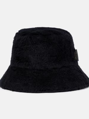 Копринена вълнена шапка от алпака вълна Max Mara черно
