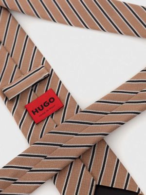 Jedwabny krawat Hugo beżowy