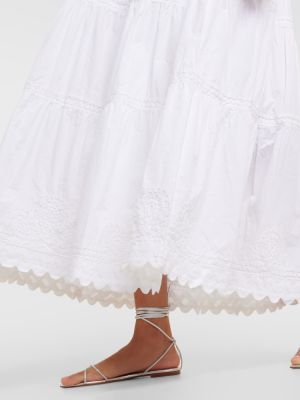 Βαμβακερή μάξι φόρεμα με κέντημα Juliet Dunn λευκό