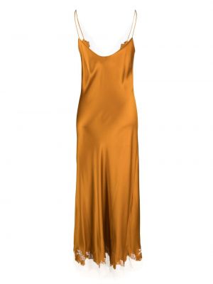 Jedwabna sukienka koronkowa Carine Gilson pomarańczowa