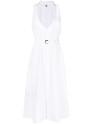 Памучна рокля с v-образно деколте Noir Kei Ninomiya бяло