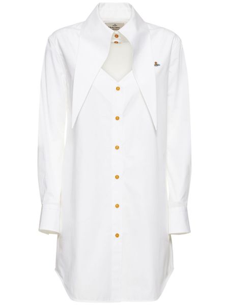 Памучна мини рокля със сърца Vivienne Westwood бяло