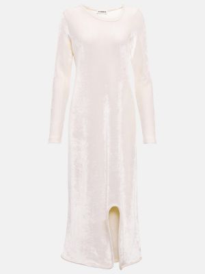 Вълнена миди рокля Jil Sander бяло