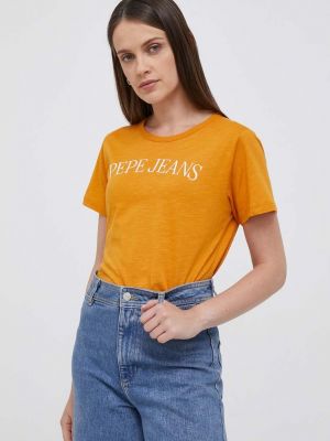 Памучна тениска Pepe Jeans оранжево