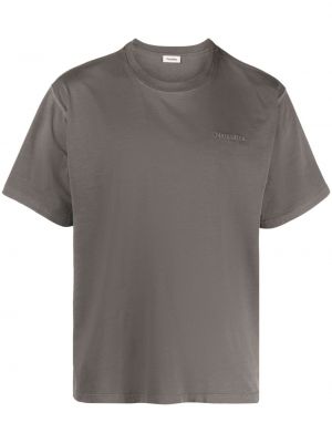 Bavlnené tričko s výšivkou Nanushka sivá