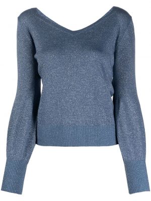 Pull en tricot à col v D.exterior bleu