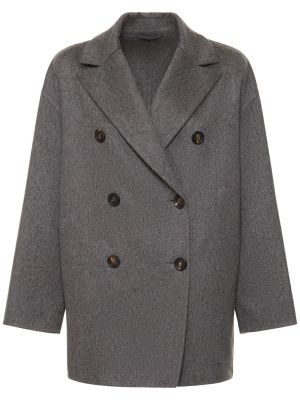 Kašmírový krátký kabát Brunello Cucinelli šedý