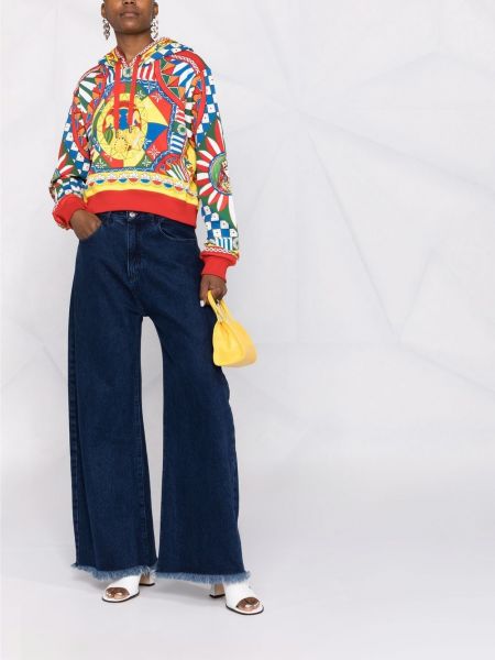 Raštuotas džemperis su gobtuvu Dolce & Gabbana geltona