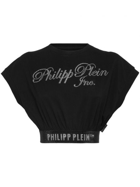 Тениска с кристали Philipp Plein черно