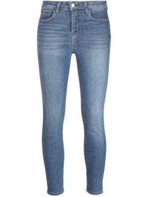 Зауженные джинсы с завышенной талией скинни L’agence, синие