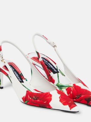 Pantofi cu toc cu model floral slingback Dolce&gabbana alb