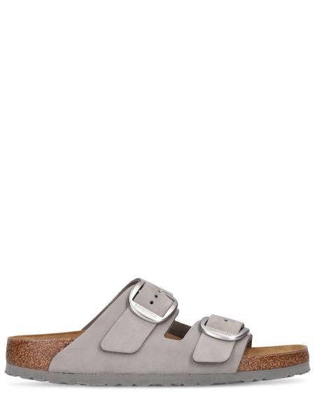 Sandale din nubuc cu cataramă Birkenstock gri