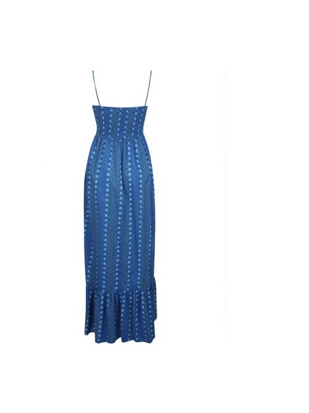 Sukienka długa z falbankami Mc2 Saint Barth niebieska