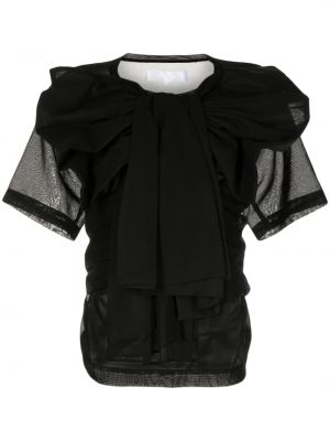 Βαμβακερή μπλούζα με φιόγκο με διαφανεια Comme Des Garçons Tao μαύρο