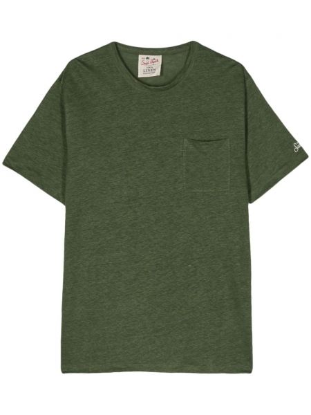 Ľanové tričko s výšivkou Mc2 Saint Barth zelená