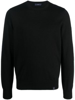 Вълнен пуловер с кръгло деколте Fay черно