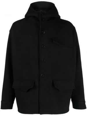 Vlněný kabát s kapucí Costumein černý