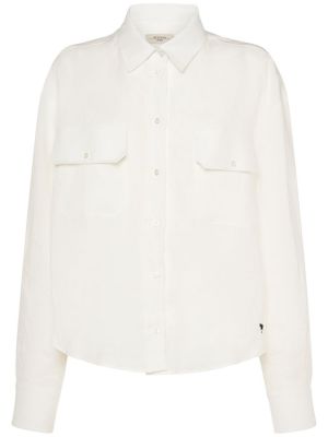 Λινό πουκάμισο Weekend Max Mara λευκό