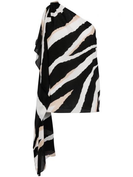 Zebra-print silke top Elie Saab sort