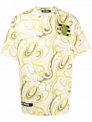 T-shirt à imprimé à motifs abstraits Raf Simons jaune