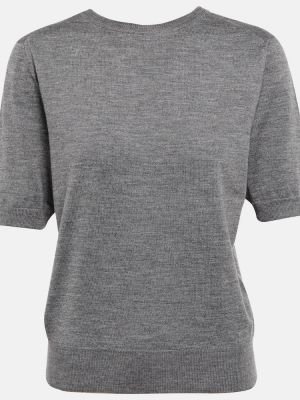 T-shirt di lana di seta The Row grigio