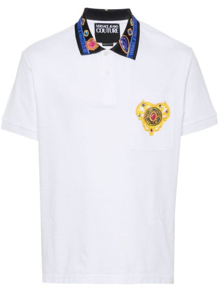 Polo krekls ar sirsniņām Versace Jeans Couture balts