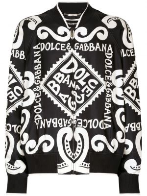 Hodvábna bomber bunda s potlačou Dolce & Gabbana