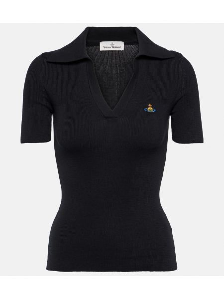 Tricou polo din bumbac din jerseu Vivienne Westwood negru
