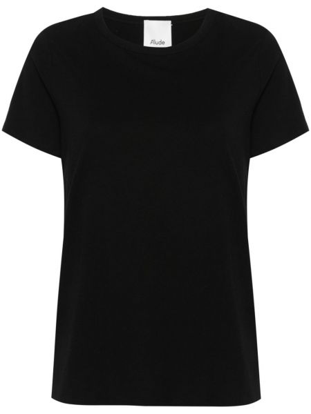 T-shirt en coton col rond Allude noir