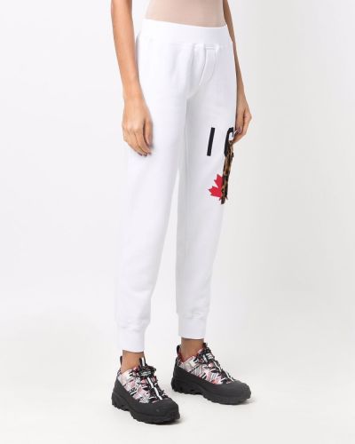 Spodnie sportowe z nadrukiem w panterkę Dsquared2 białe