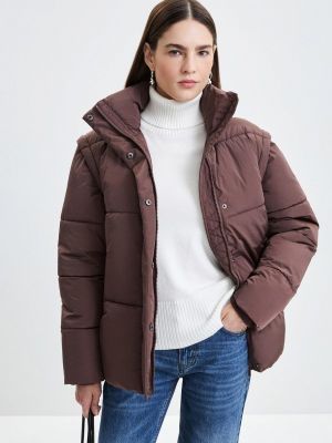 Утепленная демисезонная куртка Zarina коричневая