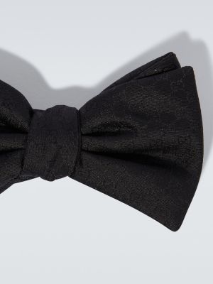 Hedvábná kravata s mašlí Gucci černá