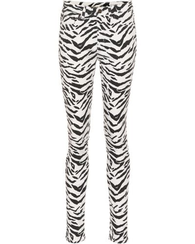 Skinny fit kavbojke s potiskom z zebra vzorcem Saint Laurent bela